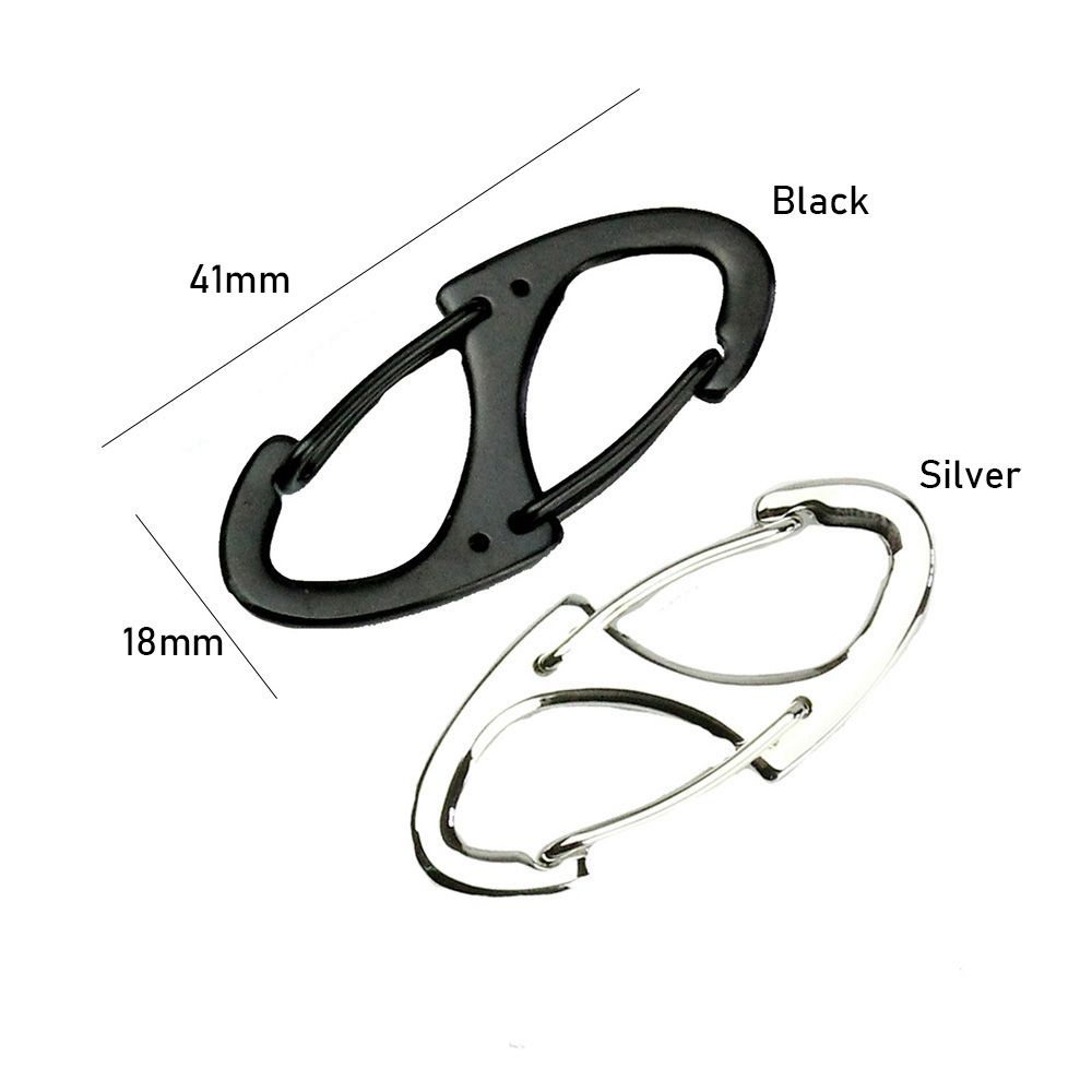 Top 1 / 2 / 3 / 5 / 10 Pcs Gantungan Kunci Carabiner Portable Bentuk Angka 8 Bahan Metal