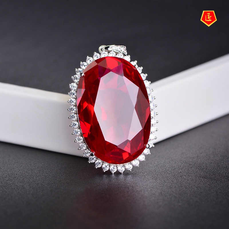 [Ready Stock]5 Karat Super Flash Pink Diamond Pendant European and American Luxury Ruby