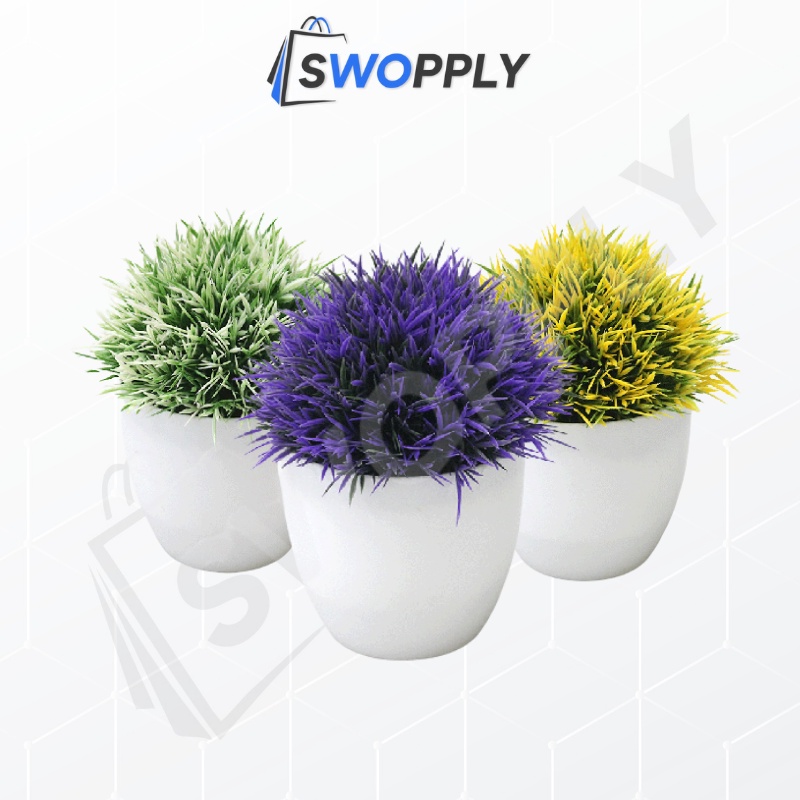 Swopply PT40 Pot Tanaman Hias Bunga Hias Plastik Ornamen Pot Bongsai Artificial Flower Decoration