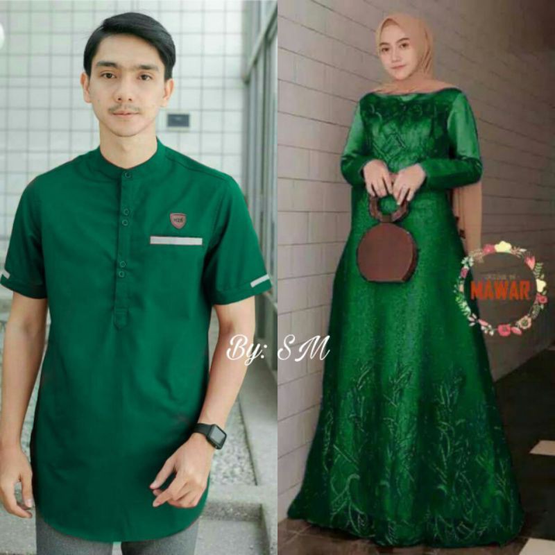 BAJU COUPLE HAWA SARIMBIT LEBARAN (2021) HAFIZ&HAFIZAH FAMILY GAMIS PLUS KHIMAR BAJU COUPLE KELUARGA
