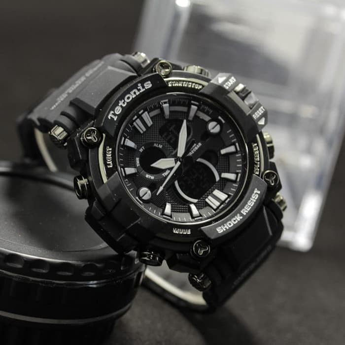 JAM TANGAN PRIA TETONIS GW 100 ORI ANTI AIR (ADA 4 WARNA) - I BLACK WHITE