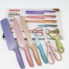 Set Pisau Dapur 6 in 1 Stainless Warna / Kitchen Knife Set