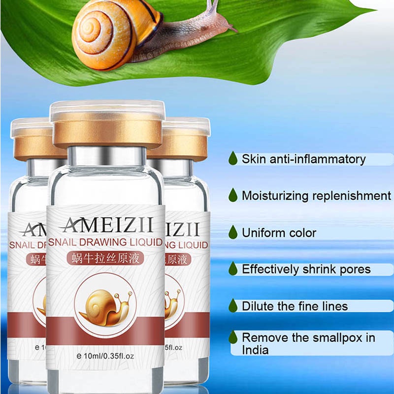 AMEIZII 10ml Pure Hyaluronic Acid Face Serum Moisturizing Snail Repair Essence