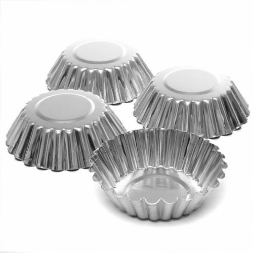 10pcs Cetakan Cupcake Muffin Egg Tart Bentuk Bunga Bahan Aluminum Alloy Anti Lengket Reusable