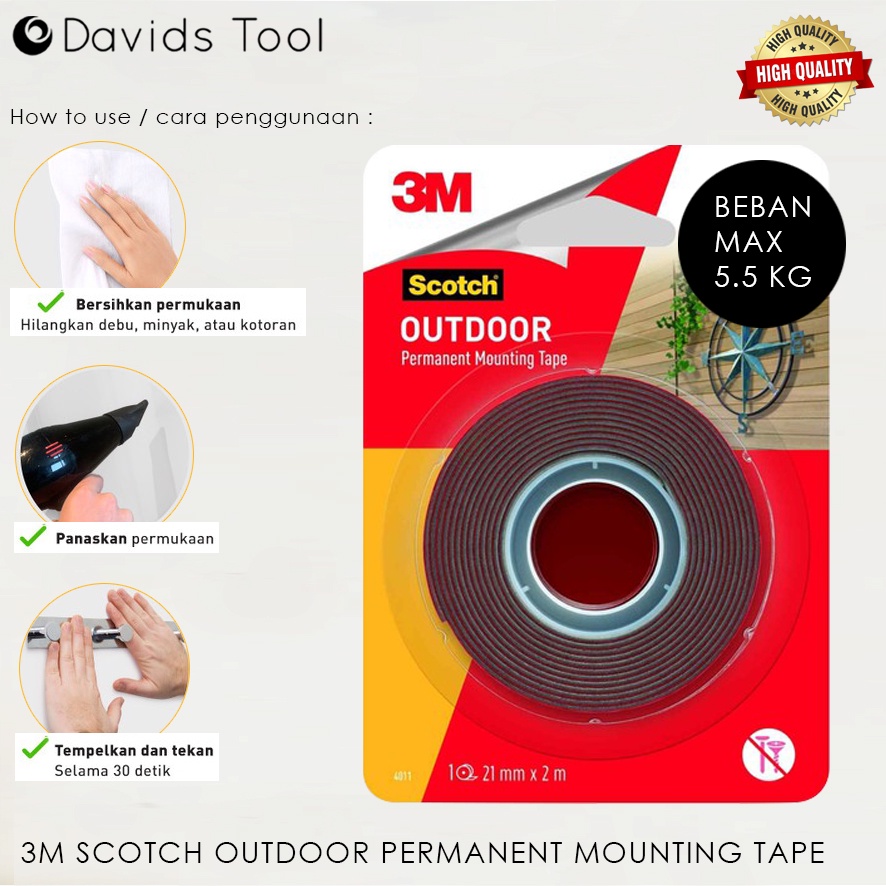 Double Tape 3M Perekat Dinding Super Kuat Outdoor Mounting Tape 21mm