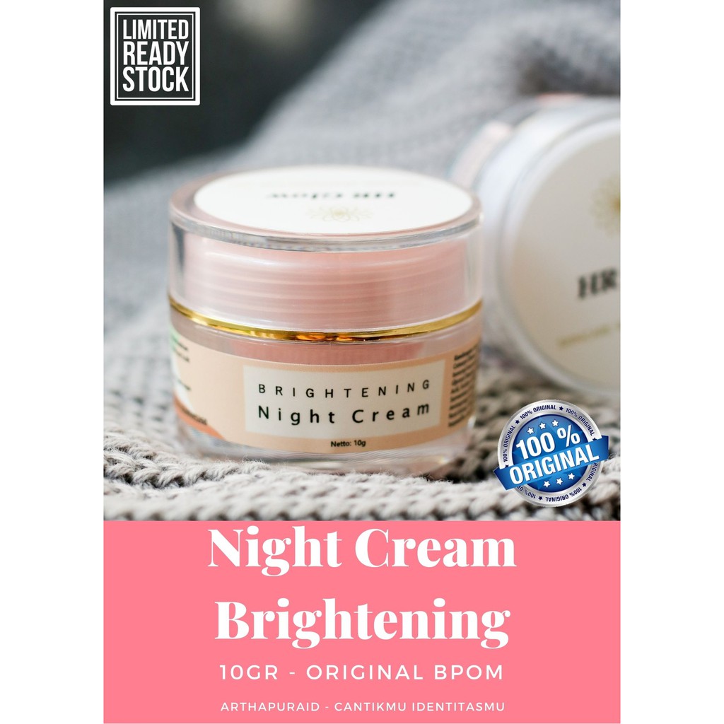 [BERGARANSI DAN FREE BOX] HALAL BPOM NIGHT CREAM BRIGHTENING HR GLOW 10g