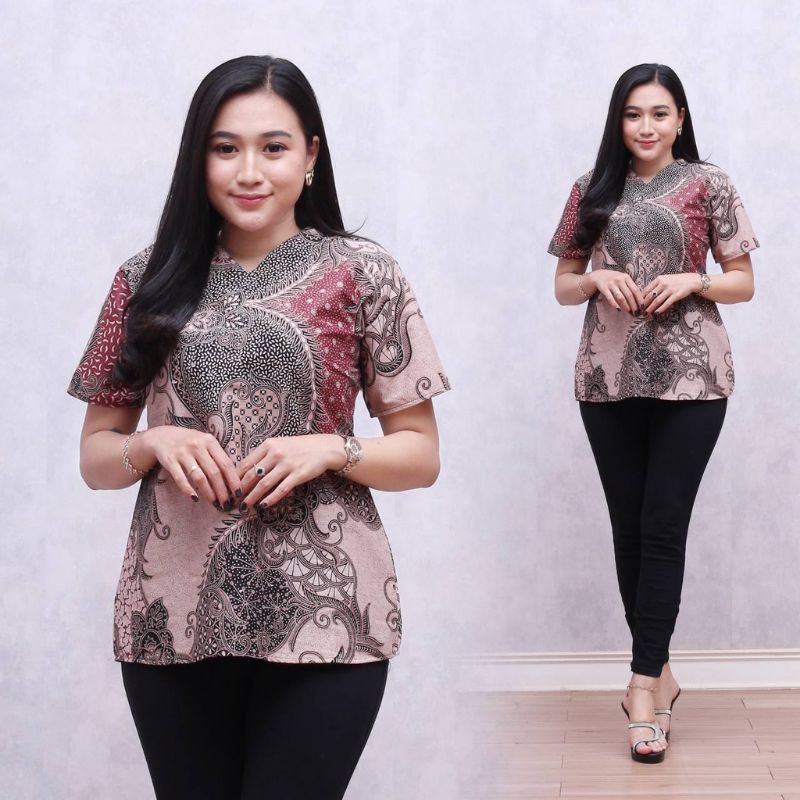 Baju Blouse Batik Stretch Standar XL / Atasan Batik Wanita