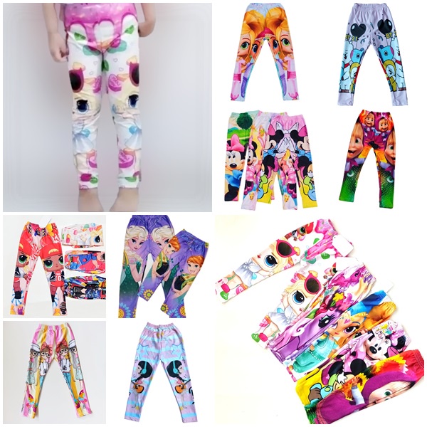 Legging anak perempuan printing motif karakter 2-7 tahun