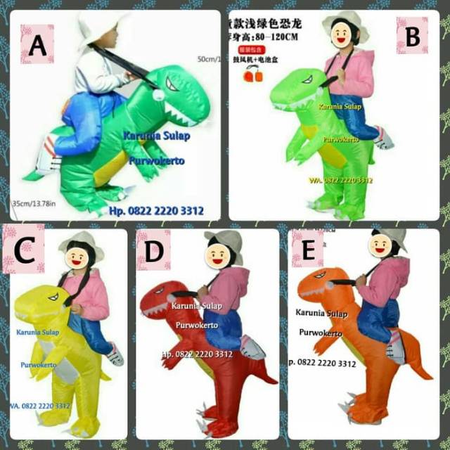 KOSTUM DINO PESTA ANAK COSPLAY DINOSAURUS LUCU BADUT CARNAVAL KOSTUM ANGIN