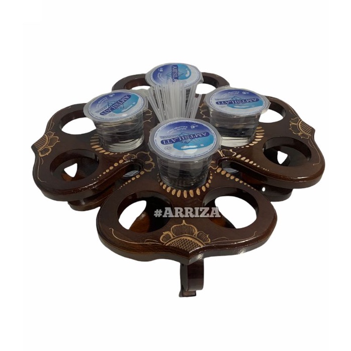 TEMPAT AQUA GELAS KAYU JATI MODEL SEMANGGI
