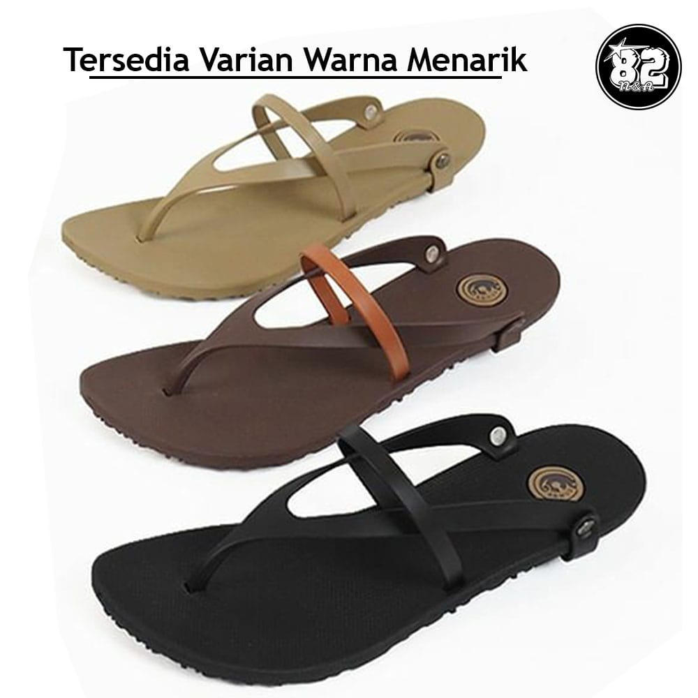 Camou Sendal Sandal Jepit Tali Wanita Bahan Full Karet Original Sabina - Hitam