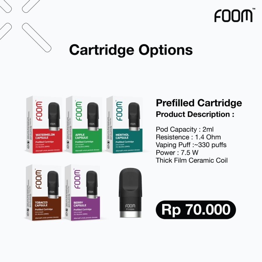 PREFILLED CARTRIDGE FOOM X POD CAPSULE CATRIDGE ALL VARIANT AUTHENTIC