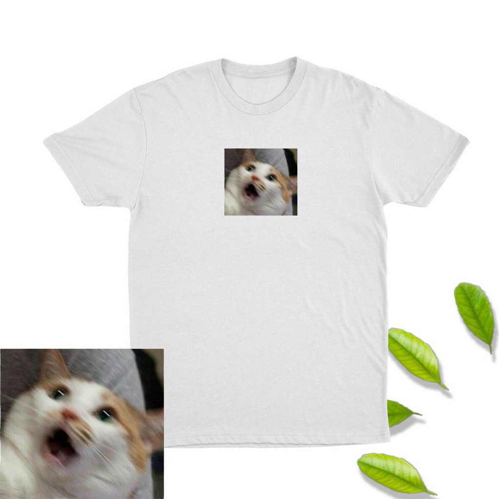 Kaos Baju Kucing Kekinian Kucing Meme Kaos Baju Kucing Kaget Keren Simple Distro Oversize Korea