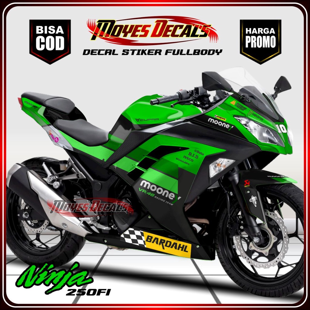 COD decal Ninja 250 Fi fullbody stiker decal Ninja 250 full body motip mooney hijau