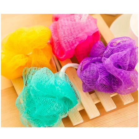 Spons Mandi Jaring Rainbow Spon Sponge Shower Gel Spons Mandi Busa Tebal Bath Puff