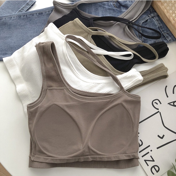 DF BR185 Bh Tanktop Crop Top Tali Samping Pakaian Dalam Wanita Cewek Korea Tank Top Cup Bra