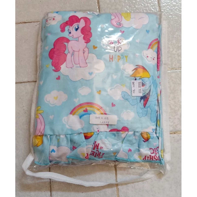 Sprei sarung bantal guling set bayi karet samping katun halus motif kartun