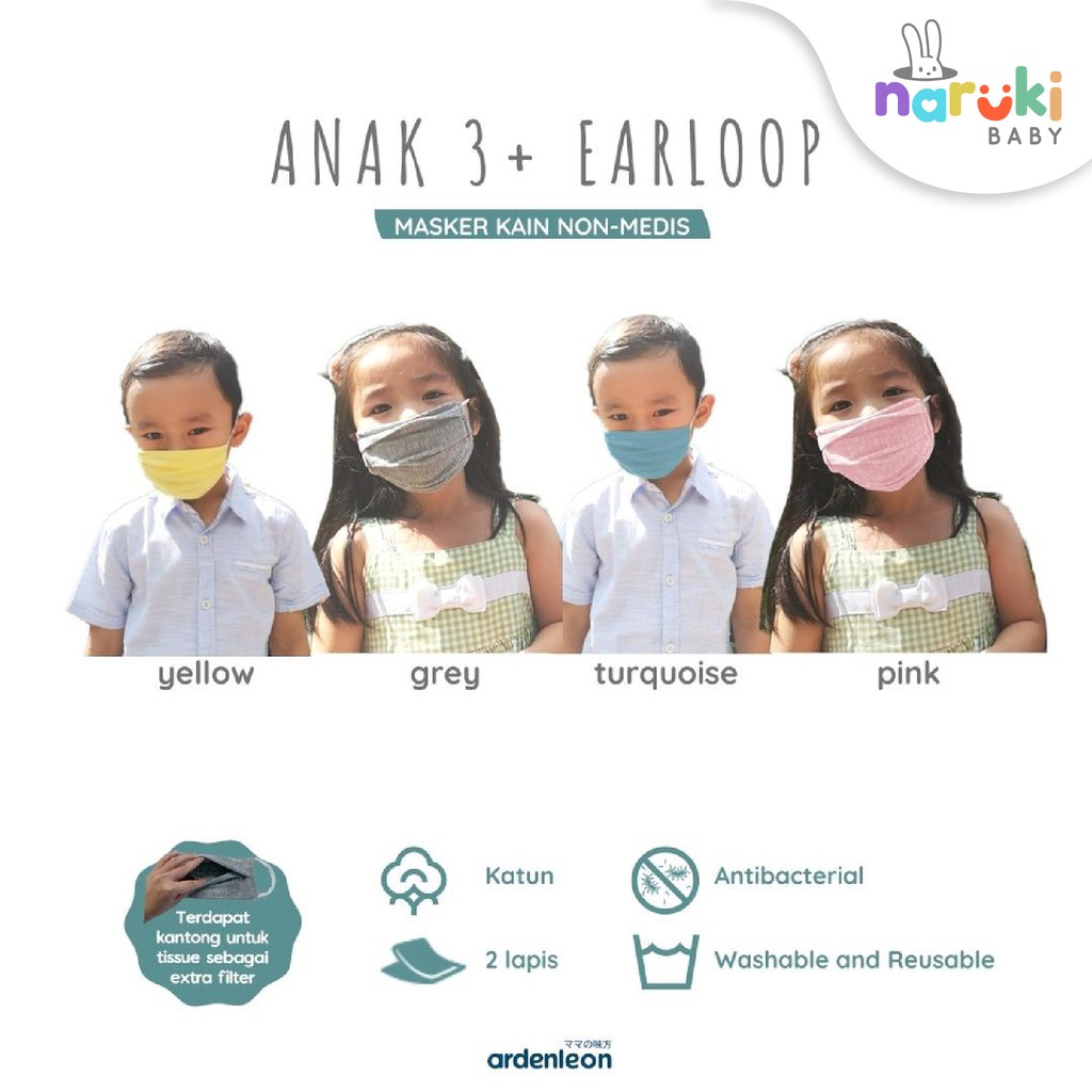 Masker Kain Katun Ardenleon Bayi Anak Dewasa Hijab Arden Leon Non Medis