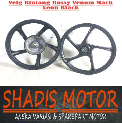 Velg Bintang Motor Merk Rossy Tipe Venom Macho Ukuran 140/160 Ring 14 Motor Xeon Warna Hitam Velg Pa
