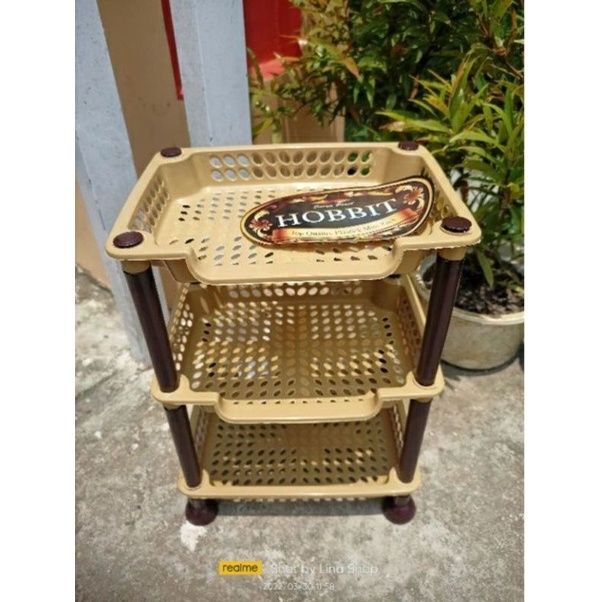 RAK SUSUN 3 MEREK HOBBIT/ RAK PLASTIK KECIL/ RAK BUMBU DAPUR/ RAK PLASTIK SERBAGUNA