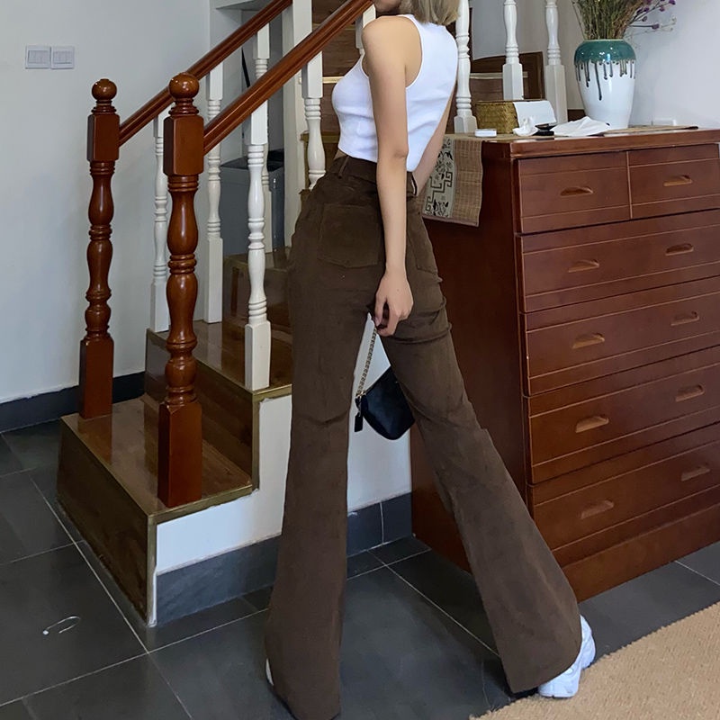 celana jeans high waist produk baru high waist brown jeans berkobar panjang kaki wanita slim fit hip