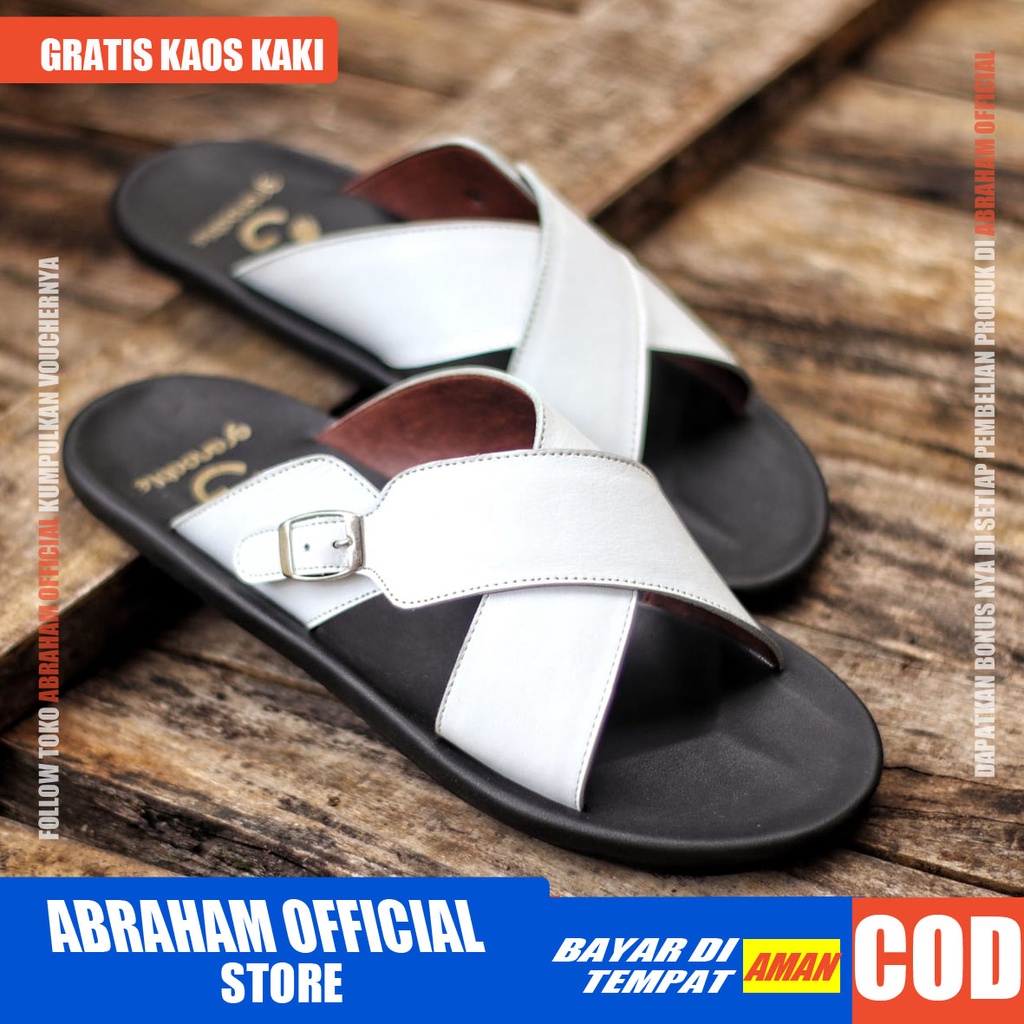 ABRHM x XPER Sandal Sendal Slide Pria Kulit Asli