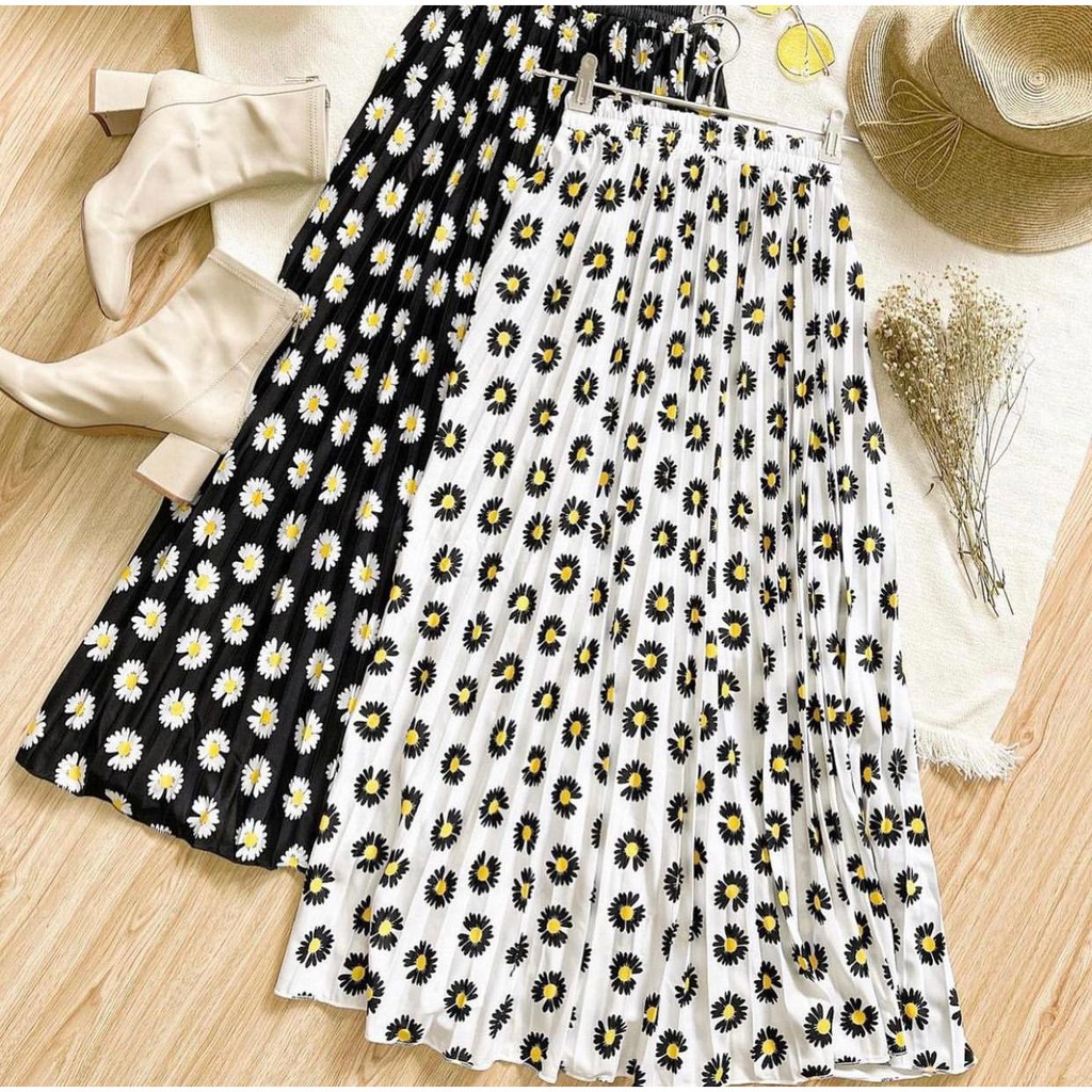 ROK PLISKET DAISY PREMIUM TERLARIS LILY DAILY ROK PLISKET PANJANG PREMIUM MOTIF BUNGA KOREAN