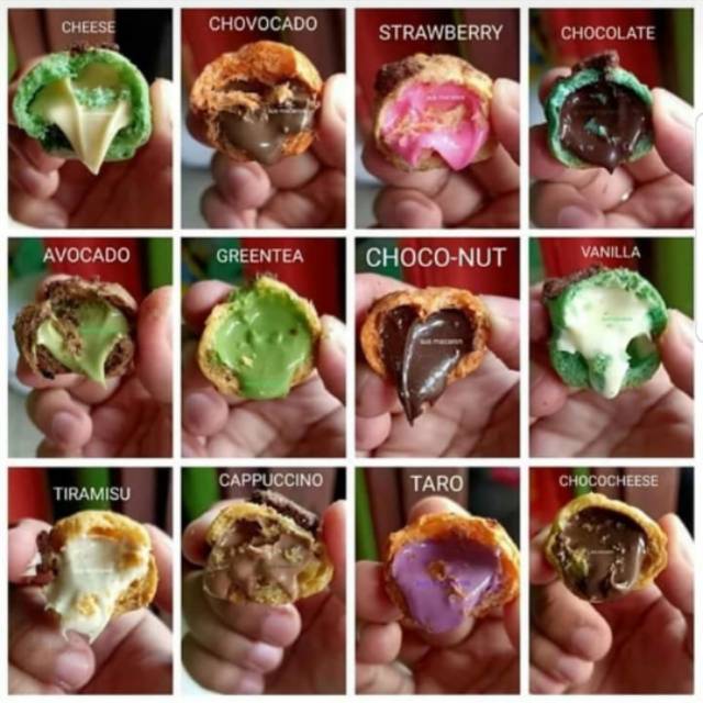 

Sus Makaron aneka rasa ada 12 Varian rasa,dijamin isinya meleleh dan bikin ketagihan cuus di order..