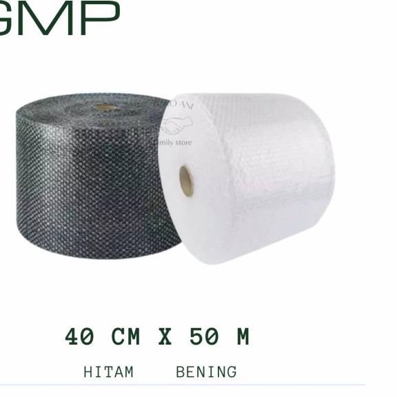 

❀ BUBBLE WRAP HITAM/BENING GMP 20cm, 25cm, 30cm, 40cm, 60cm x 50m - Hitam, 20cm x 50m ➦