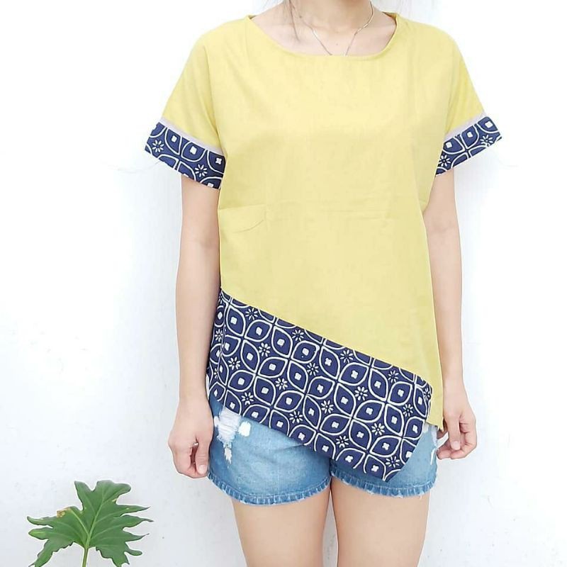 Blouse Batik katun kombinasi/ Batik kombinasi/ atasan batik kombinasi