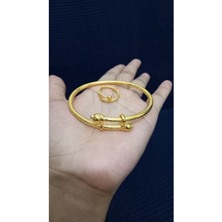 Set Gelang+cincin tinju pasir Lapis emas
