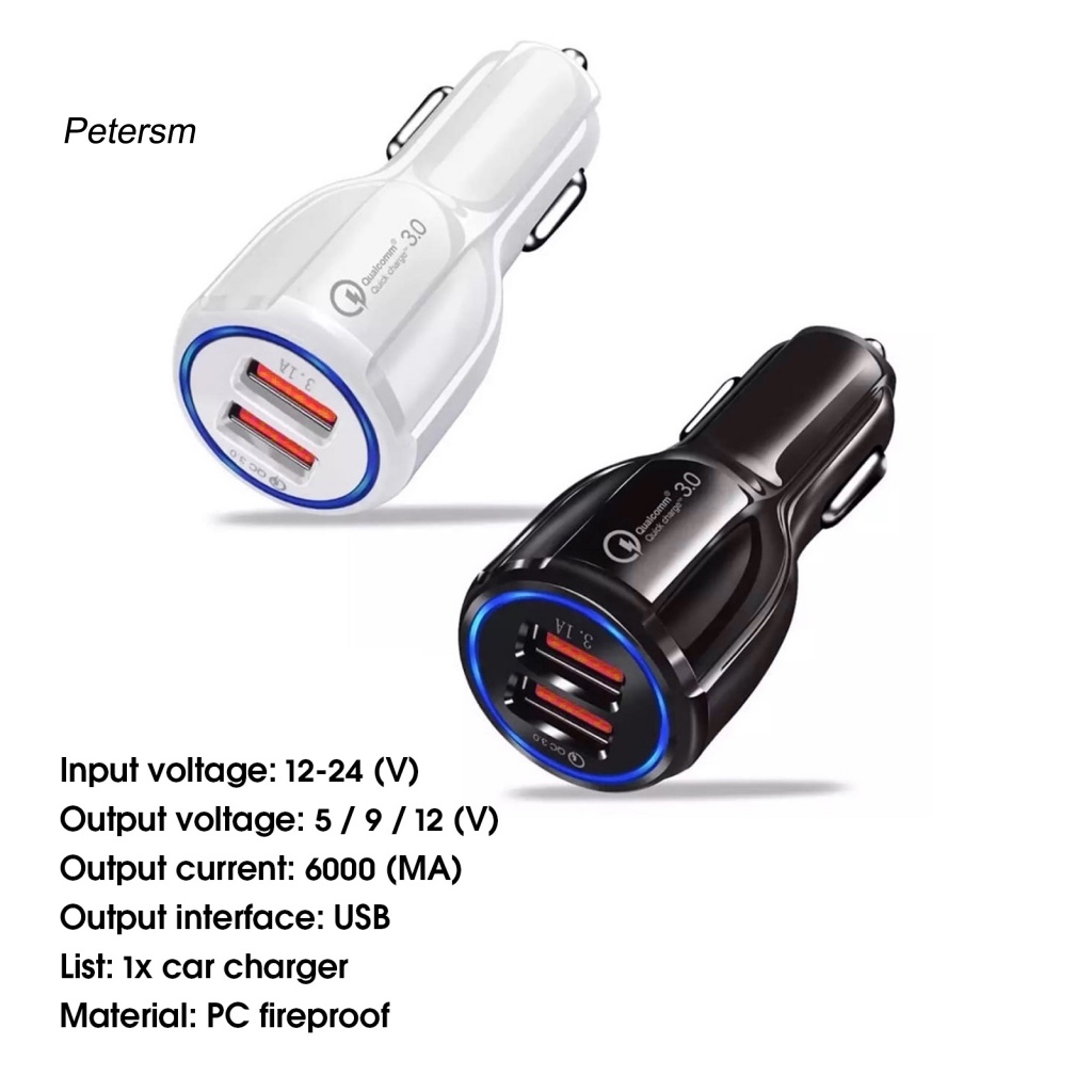 Charger Mobil Universal 12 / 24V Dengan Port USB QC3.0 Bahan PP