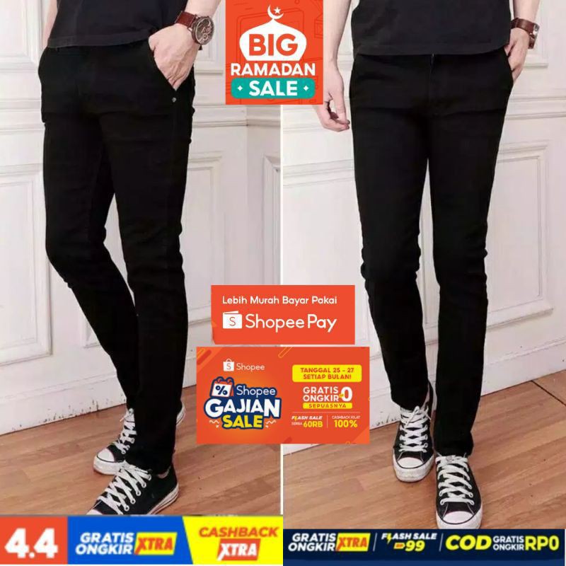 NEW CELANA PENSIL JEANS HITAM PRIA HITAM SETRIT SLIM FIT