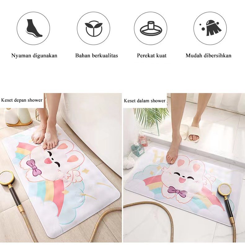 LBS PVC Bathroom Mat Shower Bath Anti Slip Mat Keset Kamar Mandi PVC Penghisap Suction Cup 40x70 cm