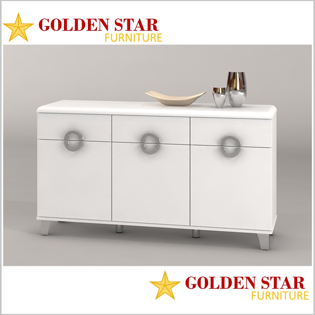 Rak Lemari Buffet ORIYE SIDEBOARD 3D 3DRW Putih GLOSSY Credenza Melody