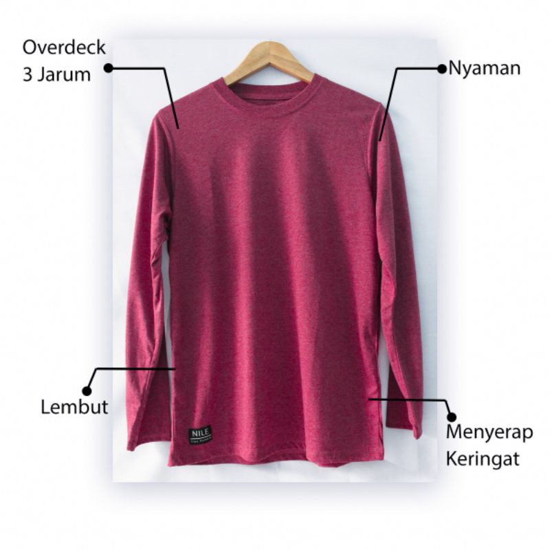Kaos Polos Twotone - Maroon Misty Lengan Panjang| (COTTON COMBED 30S)