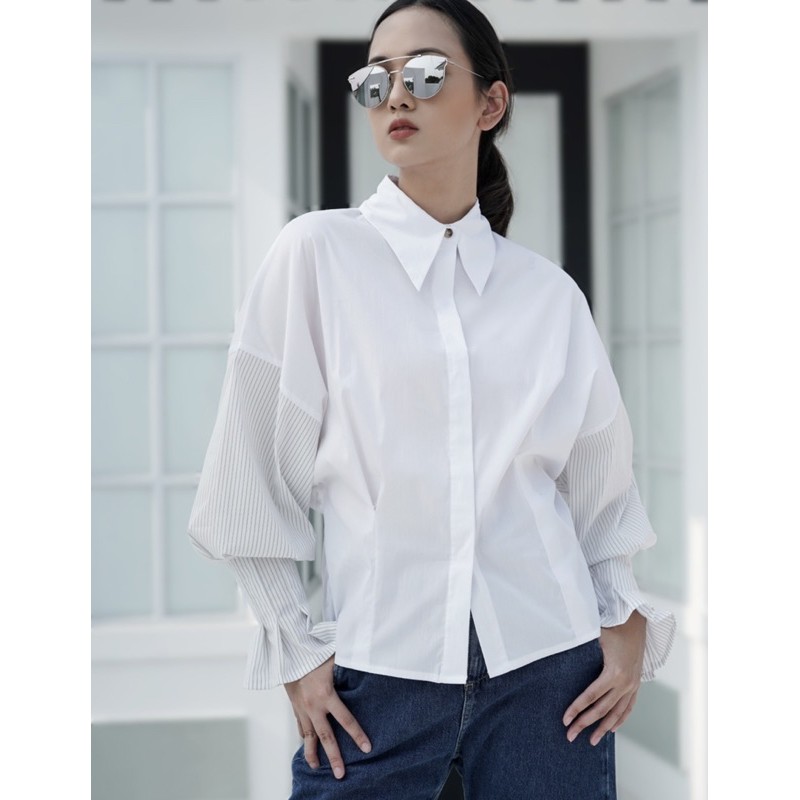 BENANG JARUM White Calie Shirt M Benang Jarum Buttonscarves