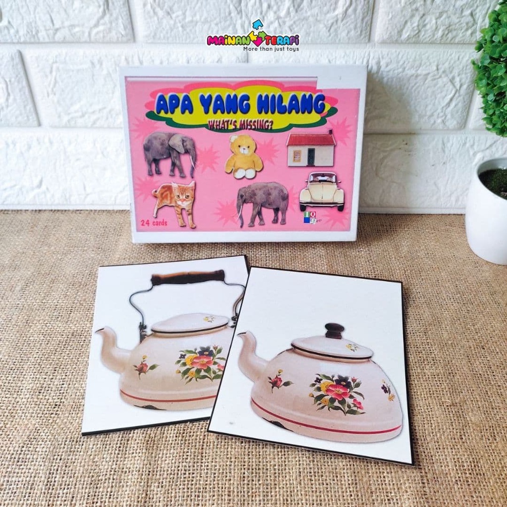 Mainan Terapi IQ Dev Kartu Apa Yang Hilang Kartu Wicara ABK Flashcard Terapi Wicara