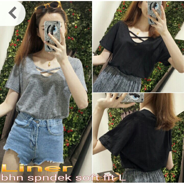 BLOUSE LINE NEW/ LINER KAOS WANITA BAHAN SPANDEX