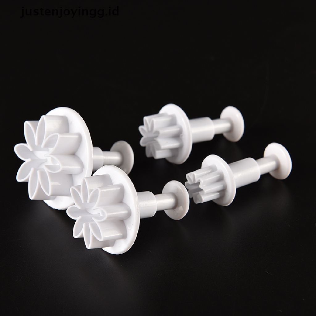 // justenjoyingg.id // 4X Cake Fondant Sugarcraft Decor Cookie Mould Mold Plunger Daisy Flower Cutter ~