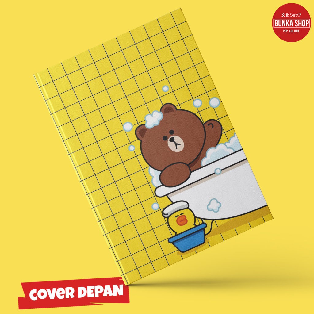 

Notebook Cute Line Brown Bathtub Hardcover A5 Buku Tulis Catatan Note Book Agenda Planner