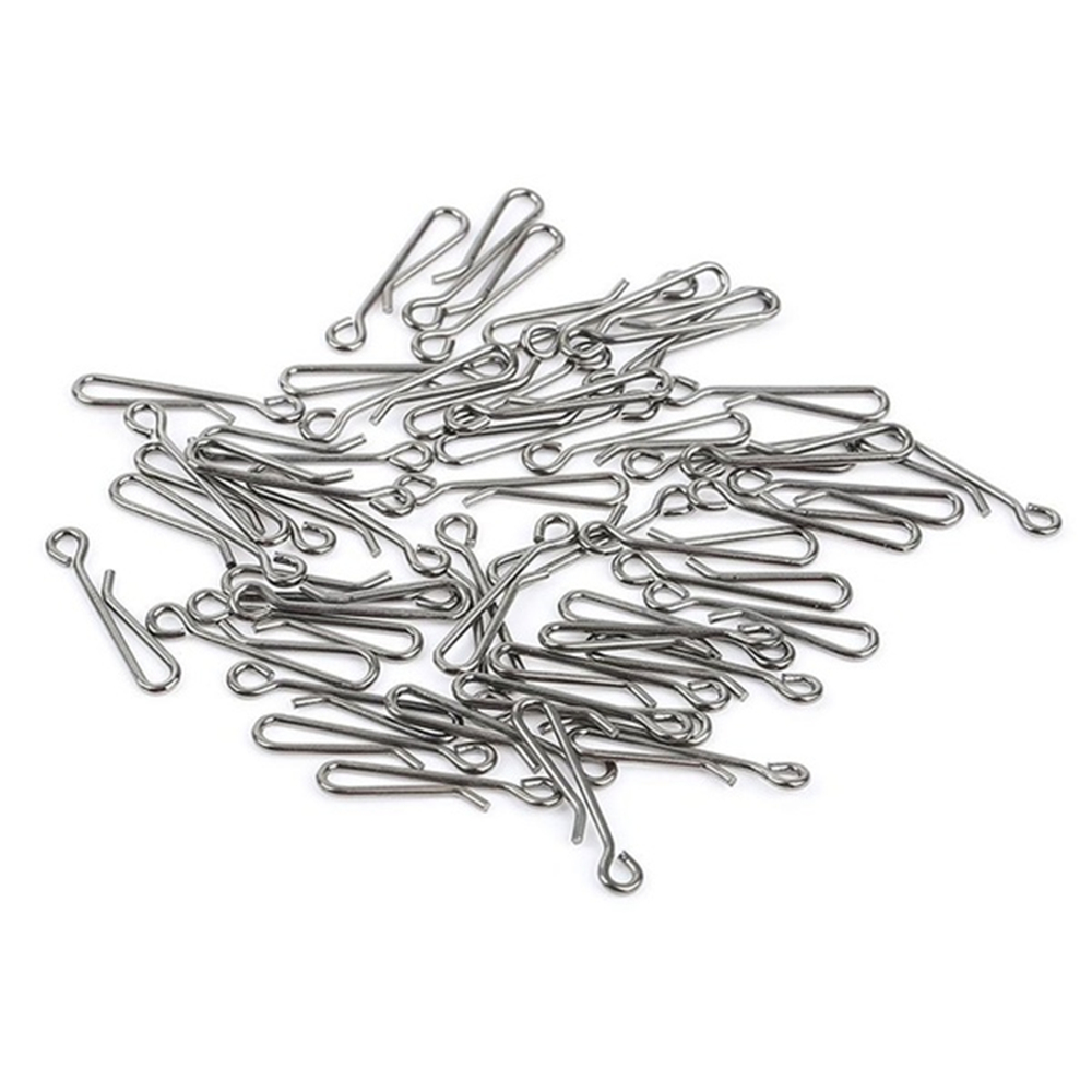 LANFY 100Pcs Connector Metal Snap Swivel Connecting Quick Hanging Barrel Swivels Useful Fishing Accessories Stainless Line Wire Tackle Tool