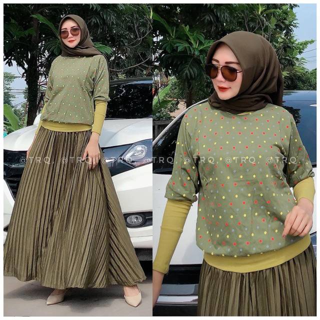 Set Rok Plisket + Kaos Polka Import