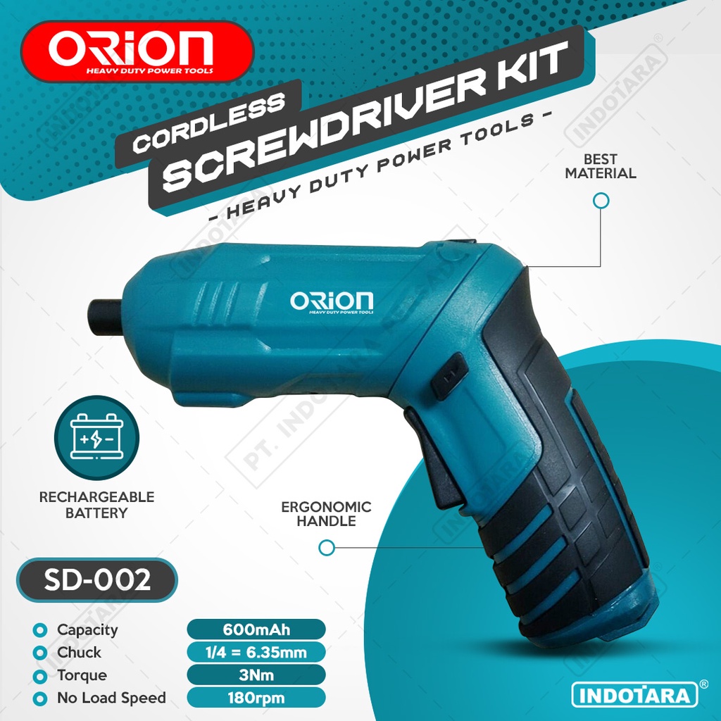 Orion Cordless Screwdriver / Bor Obeng Baterai 3.6Volt - SD002