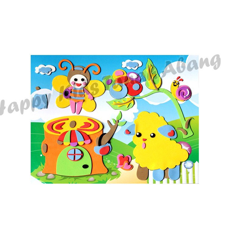 PUZZLE 3D ANAK/ MAINAN EDUKASI ANAK / MAINAN MENEMPEL EVA STICKER / TEMPELAN KERTAS EVA