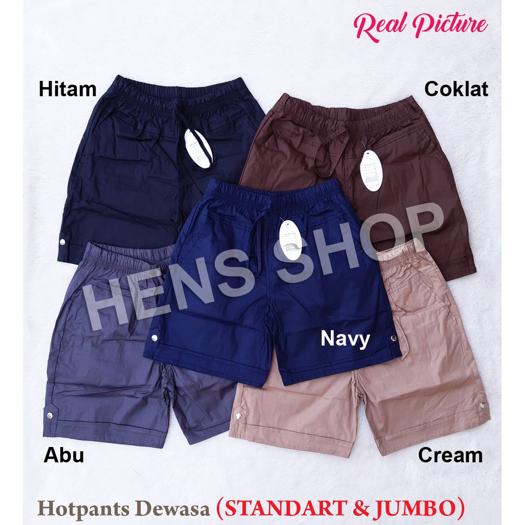 CELANA PENDEK KATUN WANITA / CELANA HOTPANTS KATUN STRETCH WANITA STANDART L DAN JUMBO XXL