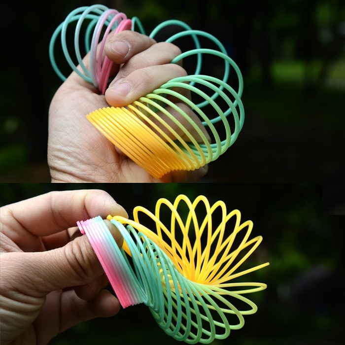 Mainan Kreatif Yoyo Per Slinky Rainbow Magic Spring Yoyo Cincin Besar