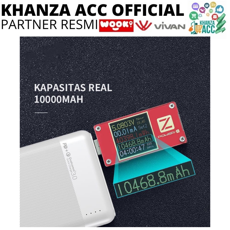 KHANZAACC VIVAN VPB-M10 PowerBank 10000mah 18W 3 Output Dual Input Port Type C &amp; Micro USB