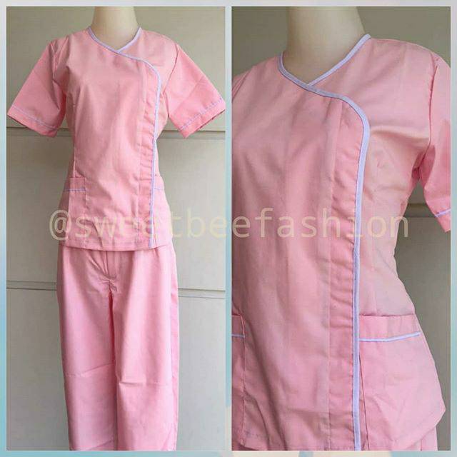 Jual Baju suster nanny babysitter seragam uniform cross list pink