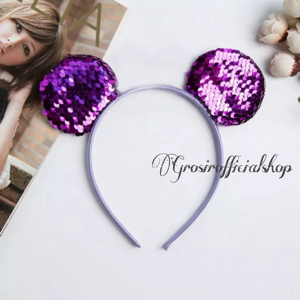 BANDO DESAIN TELINGA KUPING TIKUS BLING BLING - BANDO BANDANA KUPING LUCU UNTUK WANITA / COSPLAY